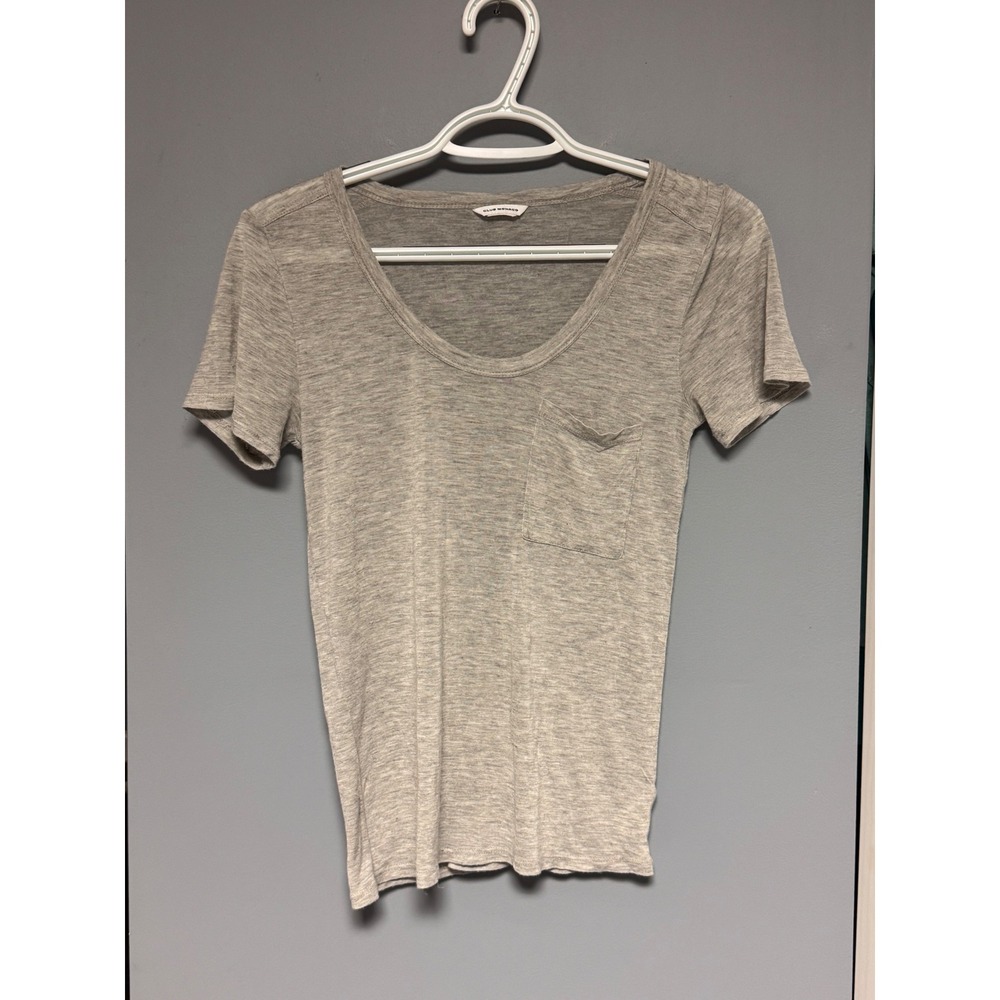 Club Monaco Womens Gray Modal Scoop Neck Pocket T-Shirt XS 00601751